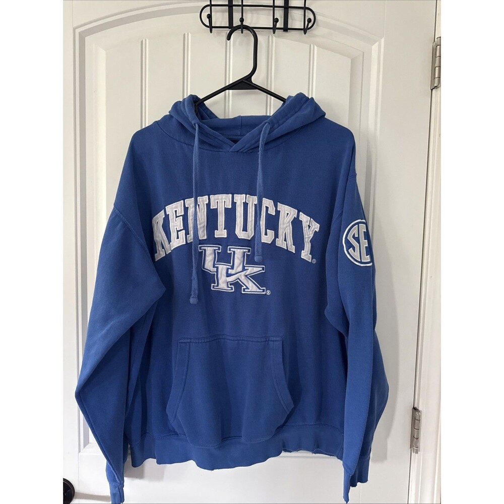 Blue 84 University Of Kentucky Hooded sweatshirt UK SEC Large Hoodie Y2K Distres